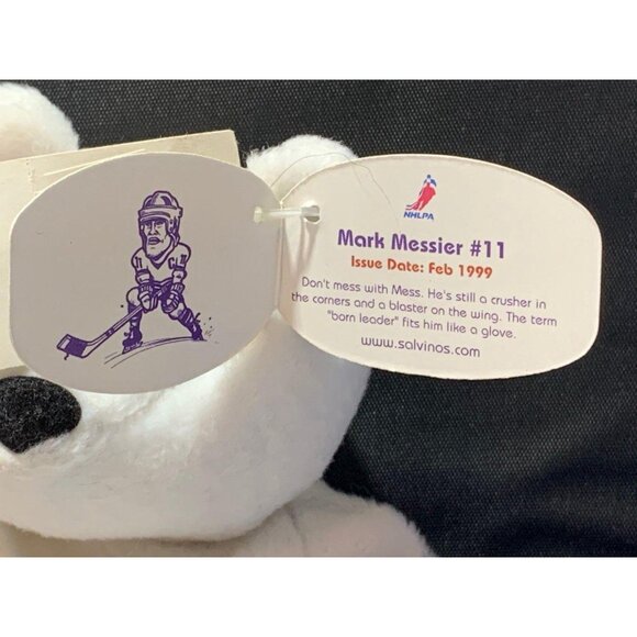 Salvinos Bammers Mark Messier #11 NHL Hockey Plush Bear With Tags 1999 White 9" - Picture 6 of 8
